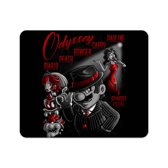 Mario Odyssey Noir Print2 Mouse Pad