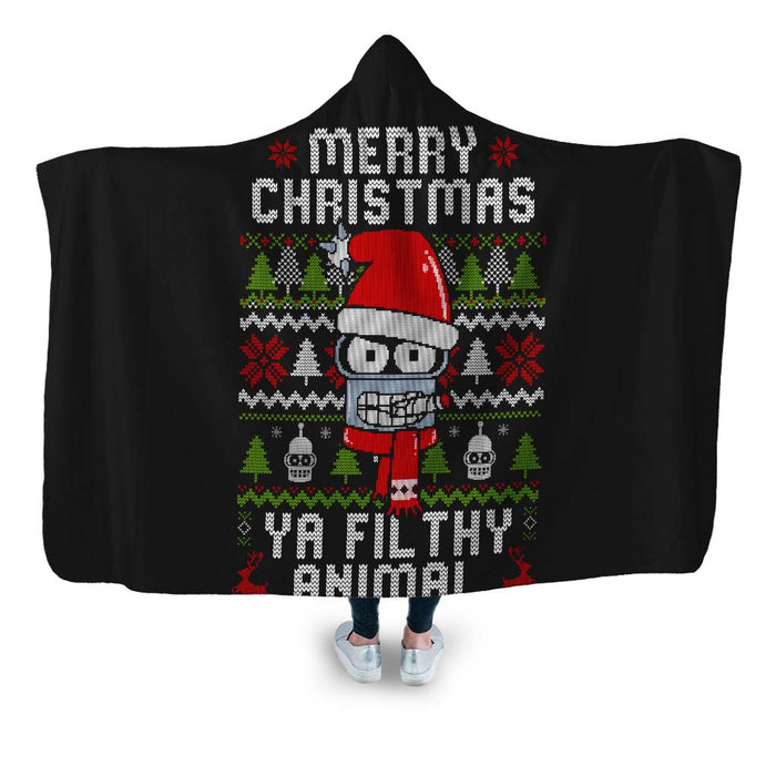 Merry Christmas Ya Filthy Animal Hooded Blanket