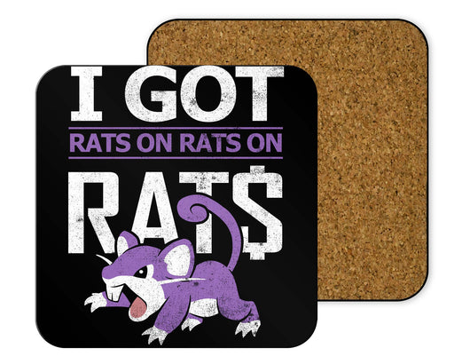Rats On Print Black Coasters