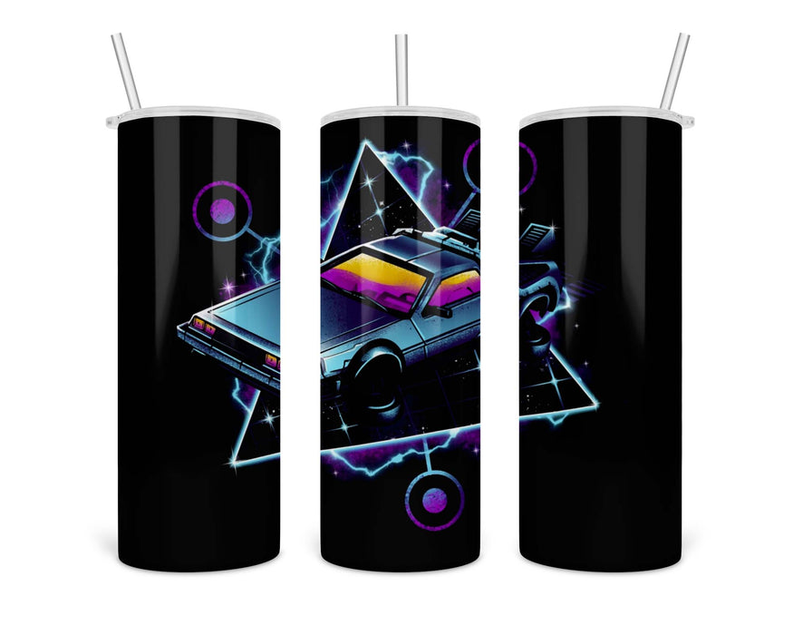 Retro Wave Time Machine Double Insulated Stainless Steel Tumbler