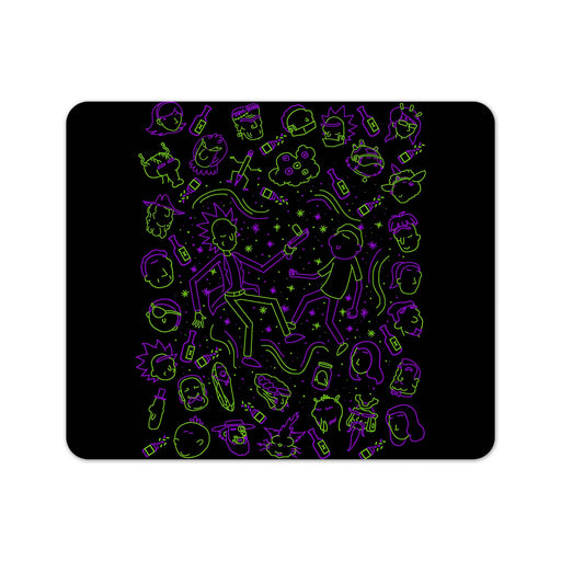 Rick And Morty Heads Lines Mouse Pad
