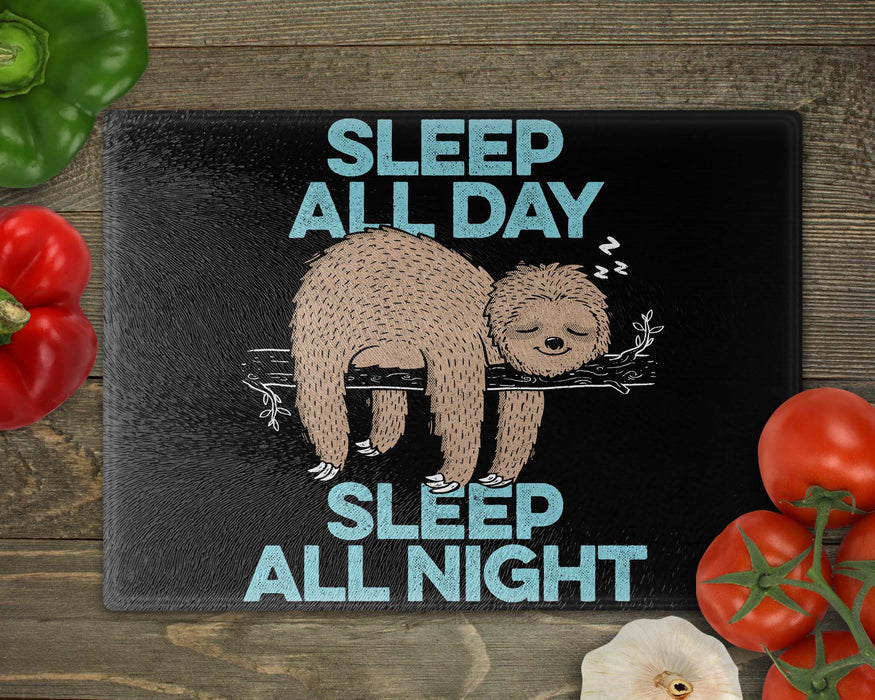 Sleep All Day Night Cutting Board