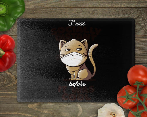 Socially Distant Cat Cutting Board