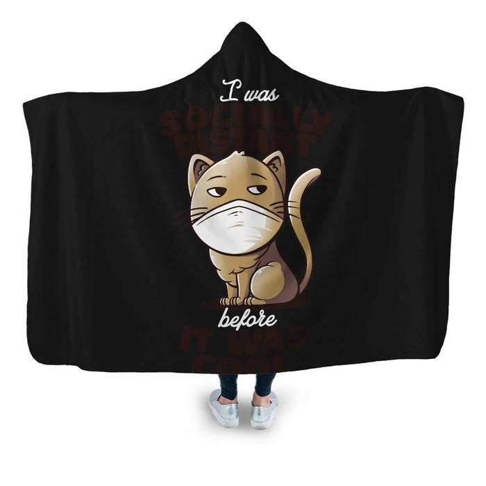 Socially Distant Cat Hooded Blanket