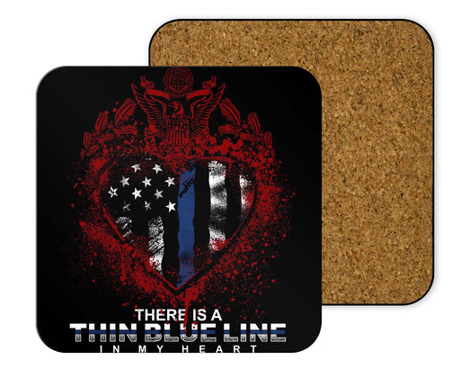 Thin Blue Line In My Heart Coasters