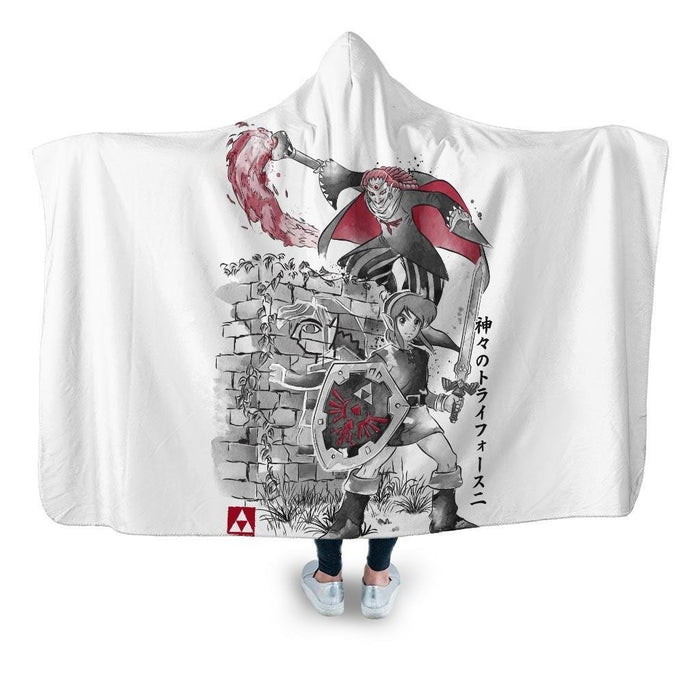 A Link Between Worlds Sumi E Hooded Blanket - Adult / Premium Sherpa