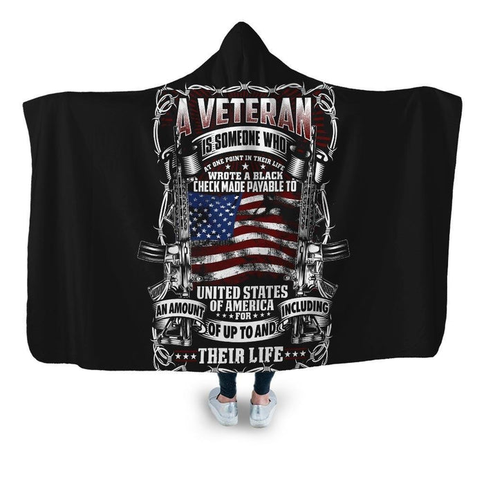 A Veteran Hooded Blanket - Adult / Premium Sherpa