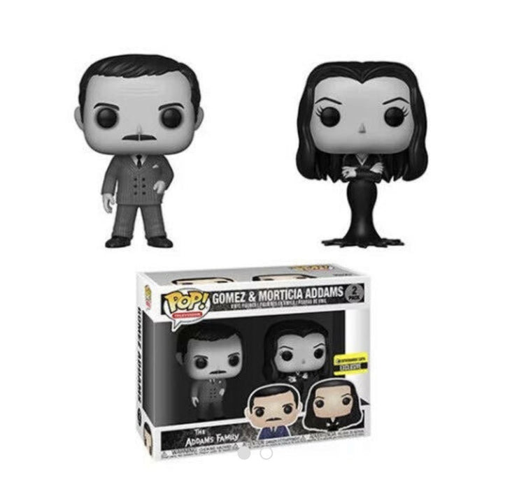 Addams Family Morticia and Gomez Black-and-White Pop! Vinyl Figure 2-Pack - Entertainment Earth Exclusive