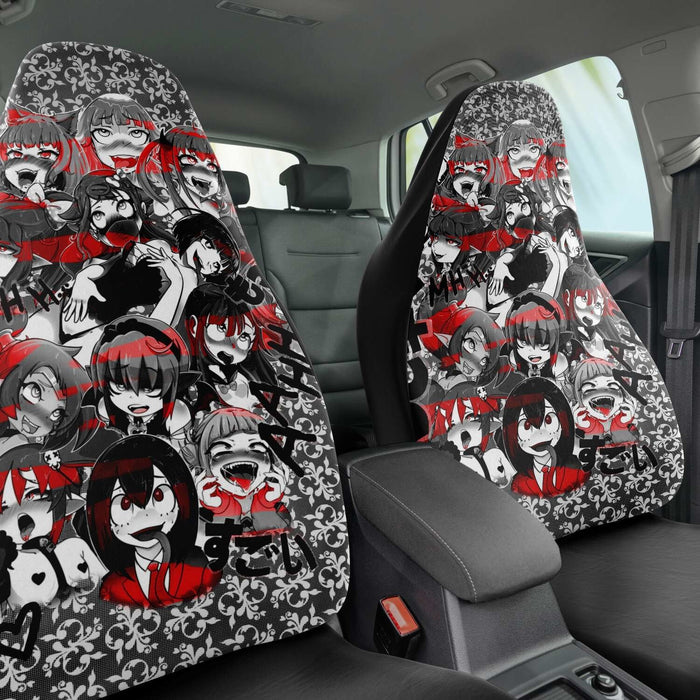 Ahegao Anime Black And Red Car Seat Covers - One size