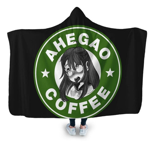 Ahegao Coffee 10 Hooded Blanket - Adult / Premium Sherpa