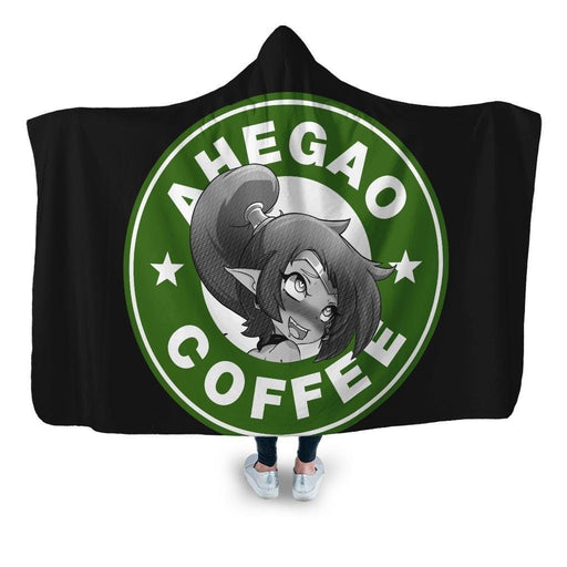 Ahegao Coffee 11 Hooded Blanket - Adult / Premium Sherpa