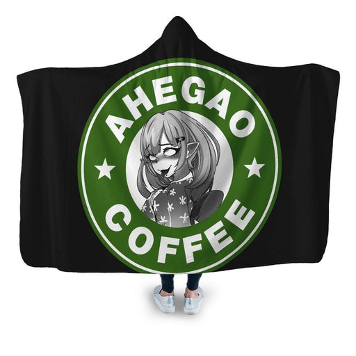 Ahegao Coffee 2 Hooded Blanket - Adult / Premium Sherpa