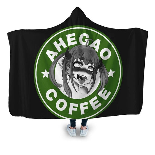 Ahegao Coffee 9 Hooded Blanket - Adult / Premium Sherpa
