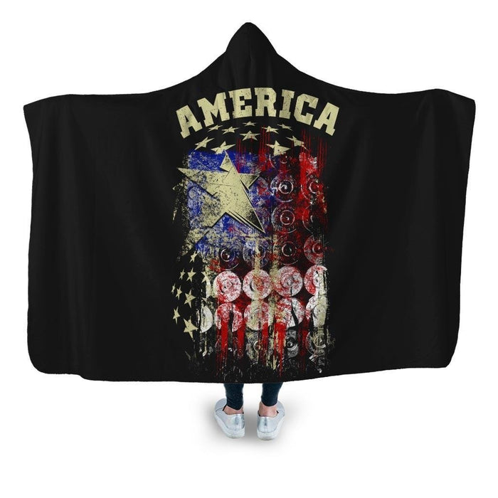 America Hooded Blanket - Adult / Premium Sherpa