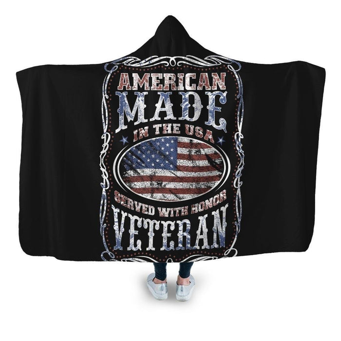 American Made In The Usa Served With Honor Veteran Hooded Blanket - Adult / Premium Sherpa