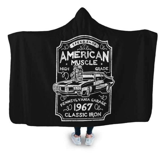 American Muscle Hooded Blanket - Adult / Premium Sherpa