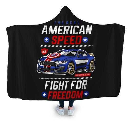 American Speed Hooded Blanket - Adult / Premium Sherpa