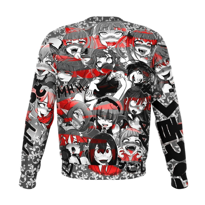 Anime Ahegao Red All Over Print Sweatshirt