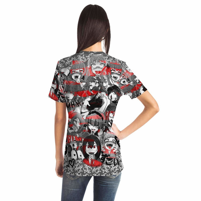 Anime Ahegao Red and Black All Over Print T-Shirt