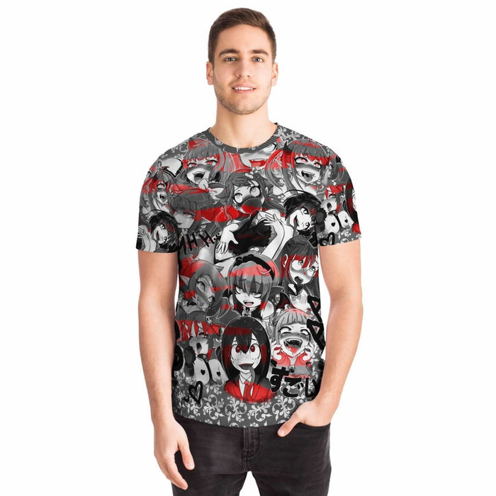 Anime Ahegao Red and Black All Over Print T-Shirt