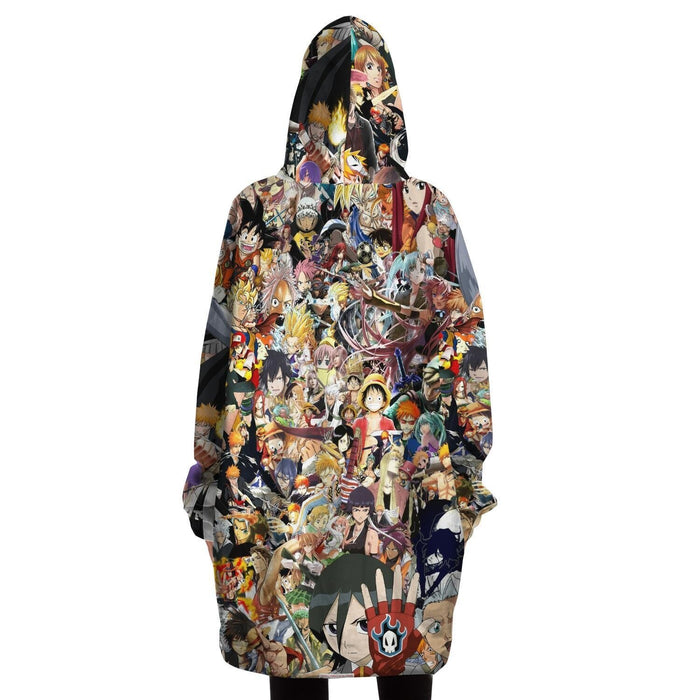 Anime Collage All Over Print Snug Hoodie - ONSIZE