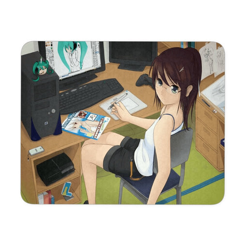Anime Girl Desktop Mouse Pad Thick Anti-Slip 7.75 x 9.25