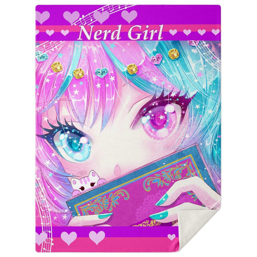 Anime Nerd Girl Microfiber Fleece Blanket - M
