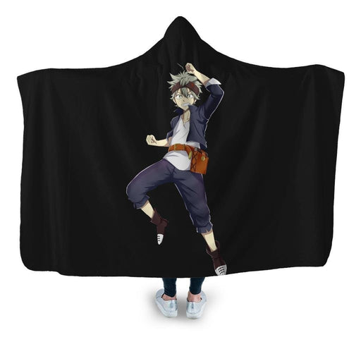 Asta Black Clover Hooded Blanket - Adult / Premium Sherpa
