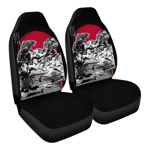 Attack On Japan Temple Black Car Seat Covers - One size