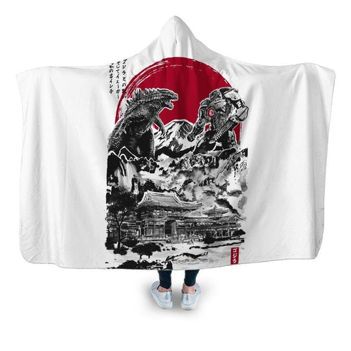 Attack On Japan Temple White Hooded Blanket - Adult / Premium Sherpa