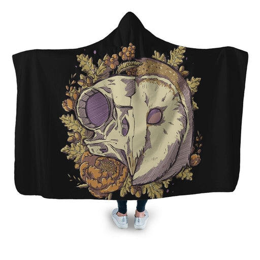 Autumn Barn Owl Skull Hooded Blanket - Adult / Premium Sherpa
