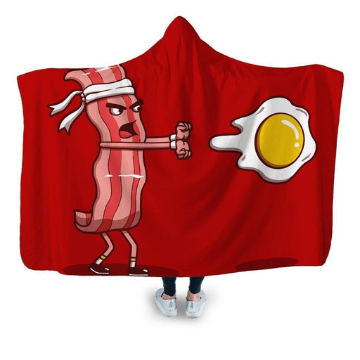 Bacon Fighter Hooded Blanket - Adult / Premium Sherpa