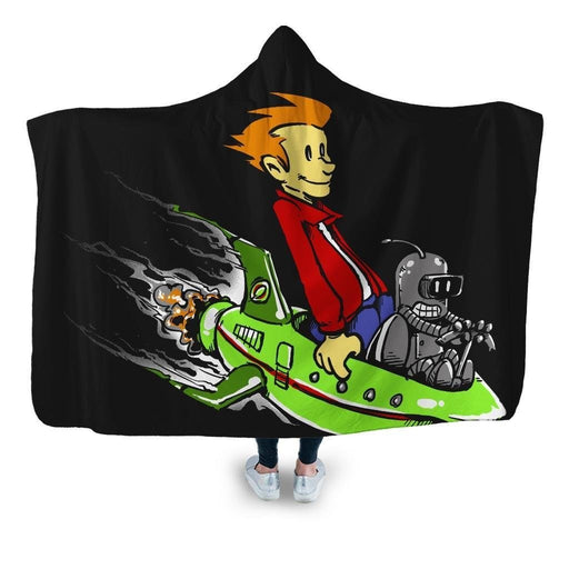 Bender And Fry Print Hooded Blanket - Adult / Premium Sherpa