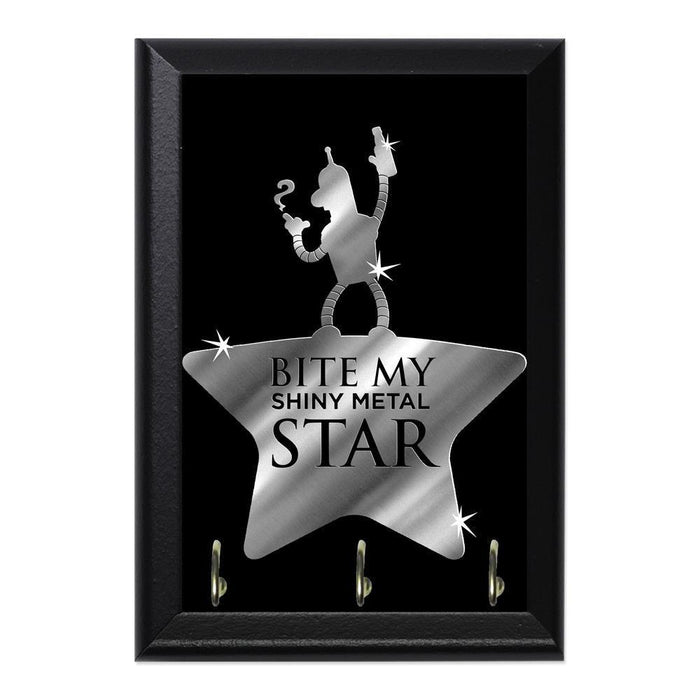 Bite My Shiny Metal Star Decorative Wall Plaque Key Holder Hanger - 8 x 6 / Yes