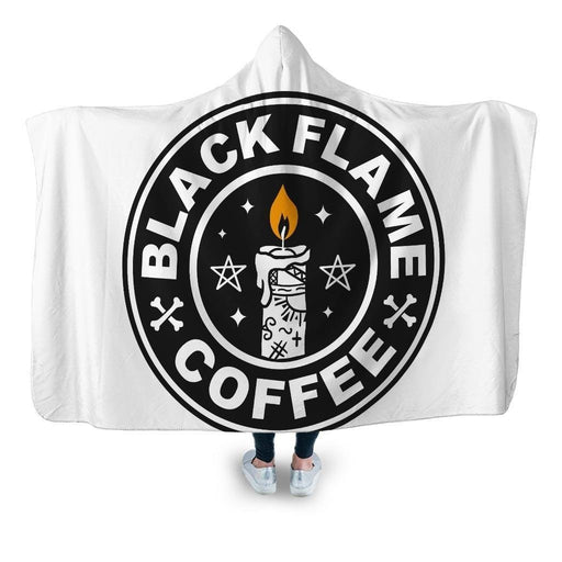 Black Flame Coffee Hooded Blanket - Adult / Premium Sherpa