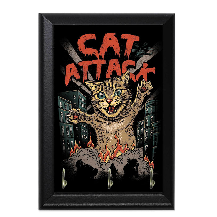 Cat Attack Decorative Wall Plaque Key Holder Hanger