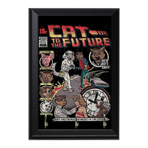 Cat To The Future Decorative Wall Plaque Key Holder Hanger - 8 x 6 / Yes