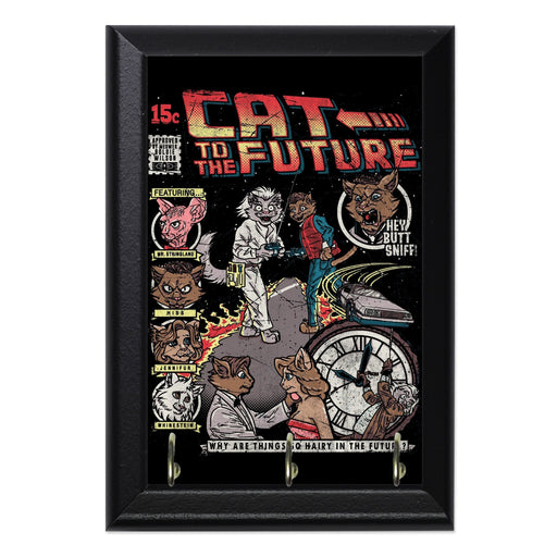 Cat To The Future Wall Plaque Key Holder - 8 x 6 / Yes