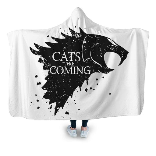 Cats Are Coming Hooded Blanket - Adult / Premium Sherpa