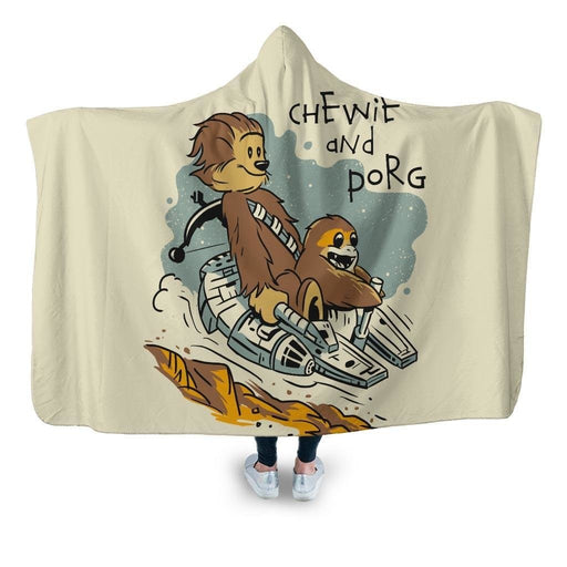 Chewie And Porg Hooded Blanket - Adult / Premium Sherpa