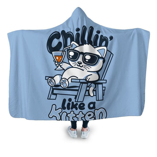 Chillin Like A Kitten Hooded Blanket - Adult / Premium Sherpa