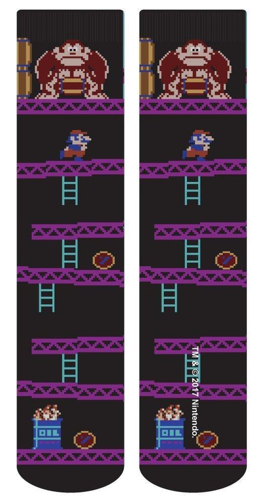 Classic Nintendo Donkey Kong Crew Socks - One Size / Black/Purple