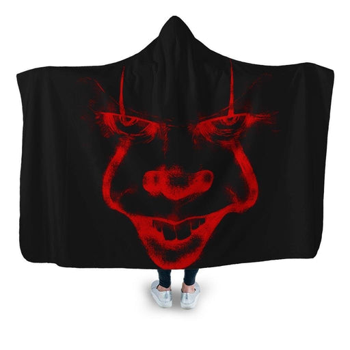 Clown Says Hello Dark Hooded Blanket - Adult / Premium Sherpa
