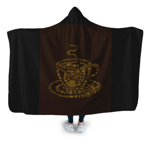 Coffee Hooded Blanket - Adult / Premium Sherpa