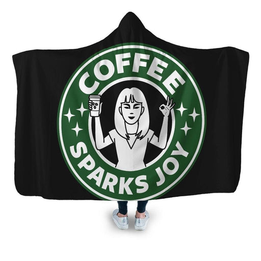 Coffee Sparks Joy Hooded Blanket - Adult / Premium Sherpa
