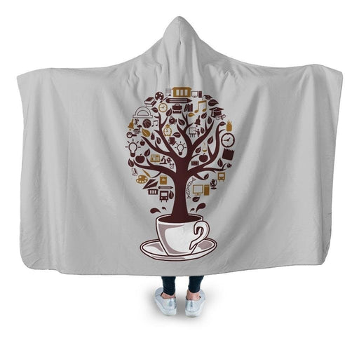 Coffee Tree Hooded Blanket - Adult / Premium Sherpa