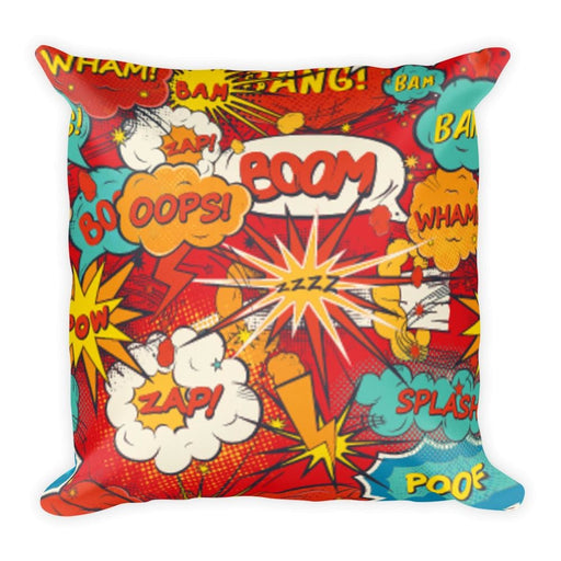Comic Book Speech Bubbles Red 18 x Square Throw Pillow Cushion
