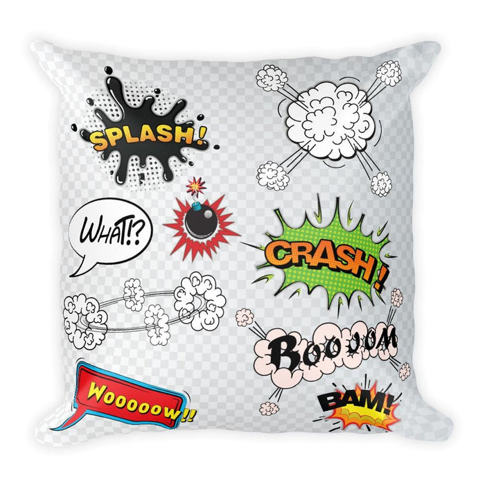 Comic Book Speech Bubbles Silver 18 x Square Throw Pillow Cushion