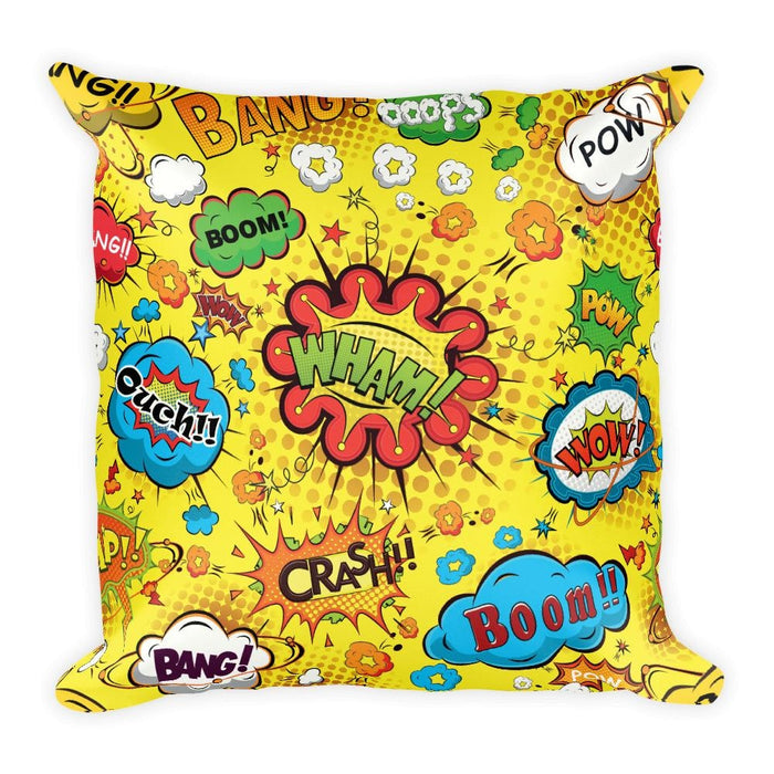 Comic Book Speech Bubbles Yellow 18 x Square Throw Pillow Cushion