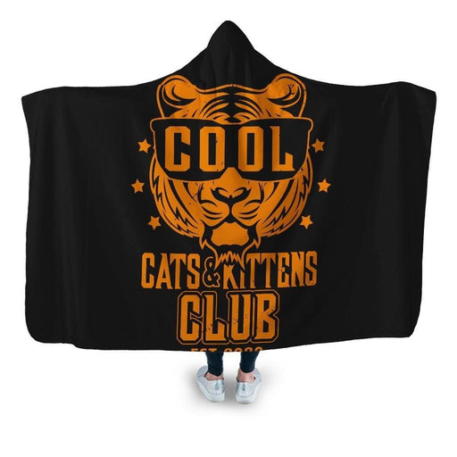 Cool Cats And Kittens Club Hooded Blanket - Adult / Premium Sherpa
